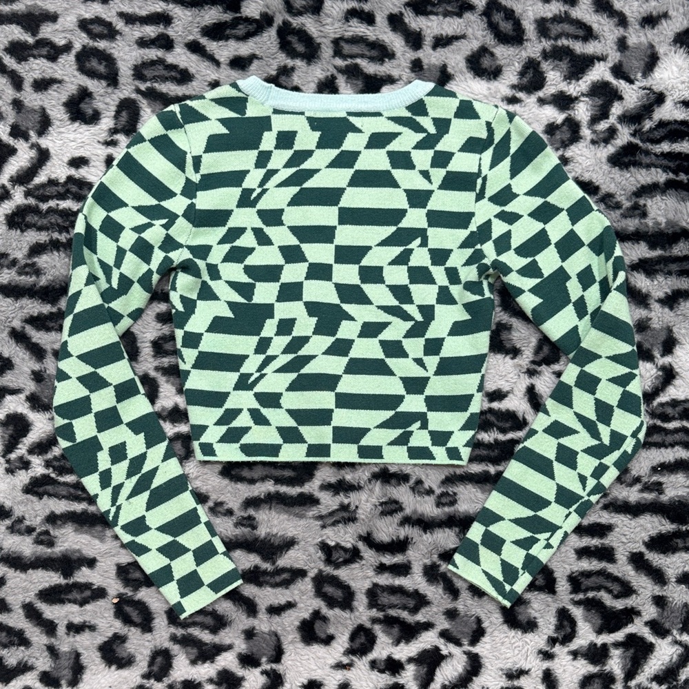 RSQ Green Checkered Crop Top - Picture 6 of 6